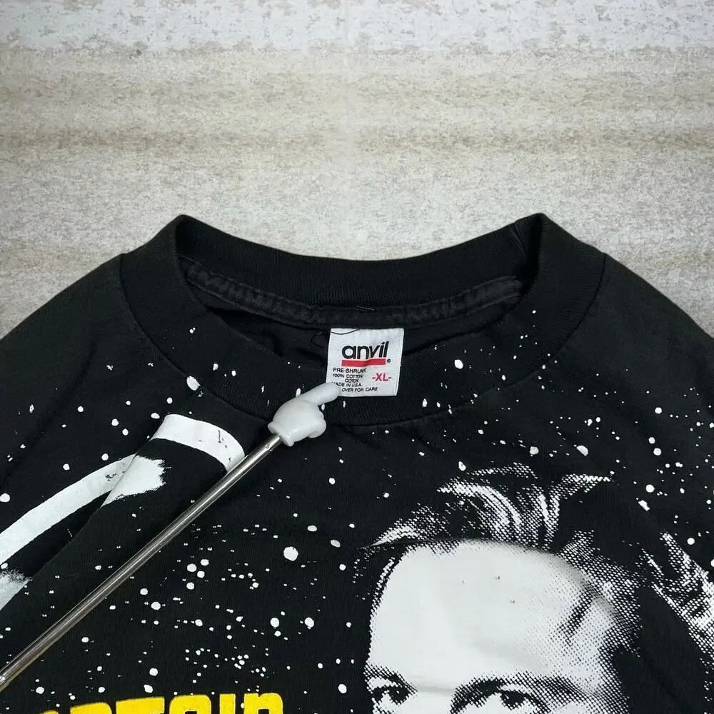 Vintage 90s Star Trek Shirt Mens XL Black Captain Kirk AOP Made USA Short Sleeve - Picture 4 of 5